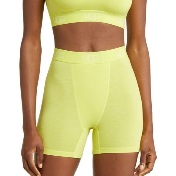 UGG ALEXIAH BOYSHORT LOGO BAND LOUNGE SHORTS TENNIS GREEN LARGE - Picture 3 of 15